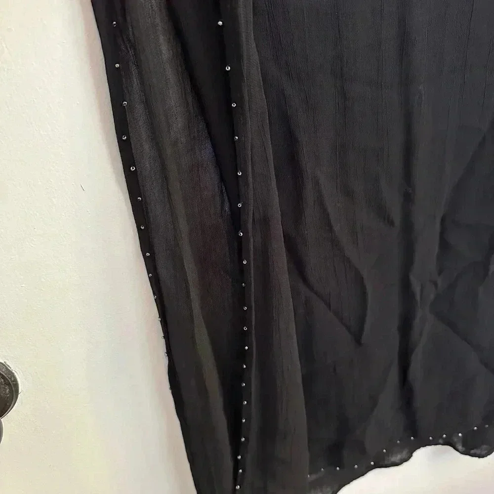 Free people sheer black navy blue velour dress cover up xs